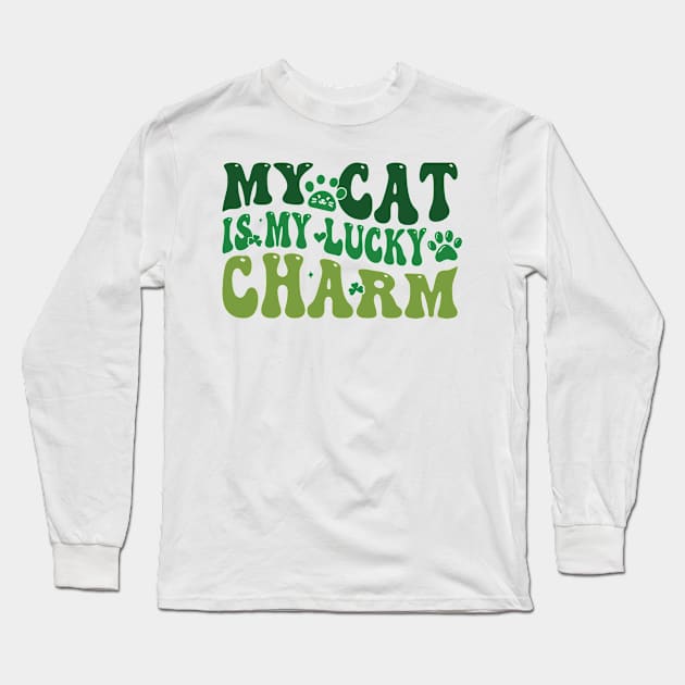 My Cat is My lucky charm Long Sleeve T-Shirt by MZeeDesigns